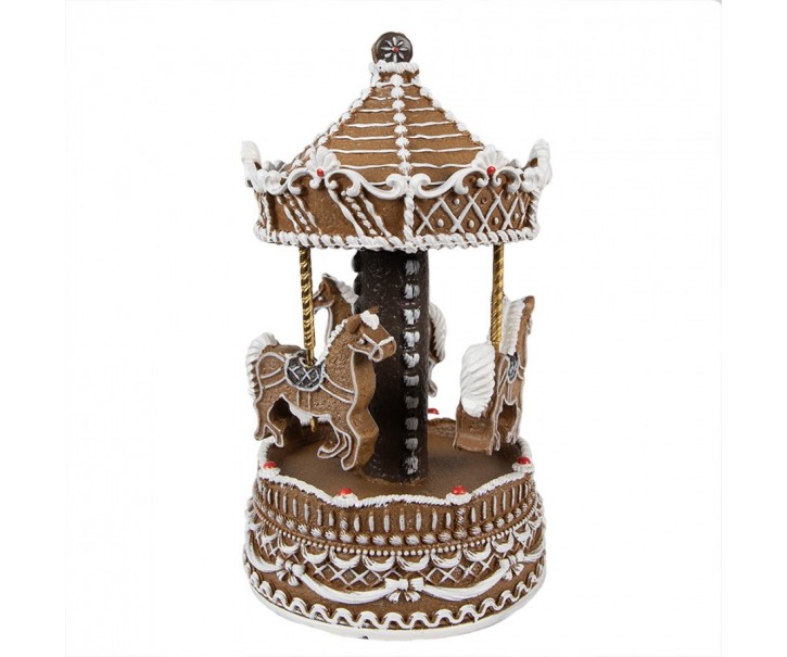 Vánoční perníkový hrací koloroč Gingerbread Carousel - Ø 12*22 cm