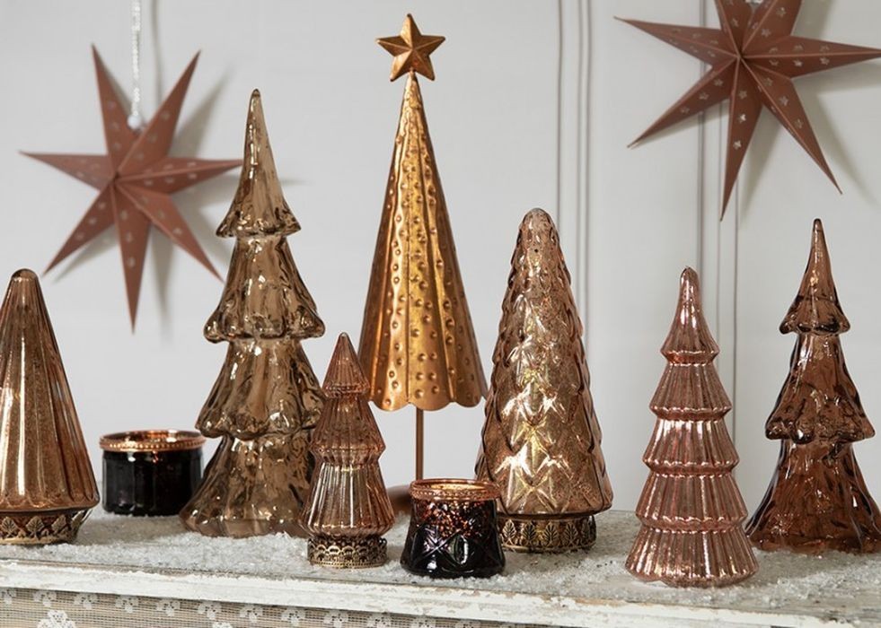 Bronzový svítící vánoční stromek Led Tree M - Ø 12*24 cm