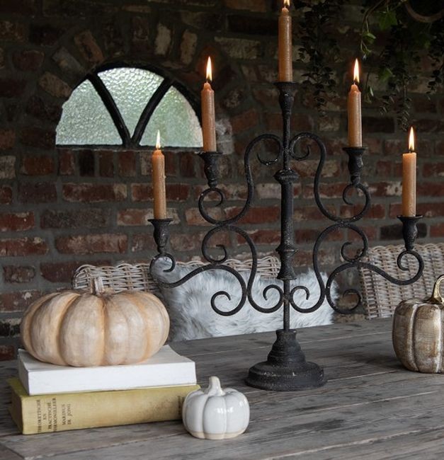 Béžová antik dekorace dýně Pumpkin Carbassa - Ø 22*13 cm 