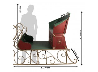 Červeno-zelené kovové sáně v životní velikosti - 210*140*150 cm