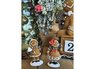 Hnědá vánoční dekorace 2ks Perníček Gingerbread - 2*2*5 / 2*2*5 cm