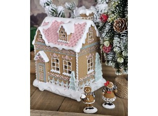 Hnědá svítící perníková chaloupka Gingerbread House - 13*10*16 cm / 3*AAA