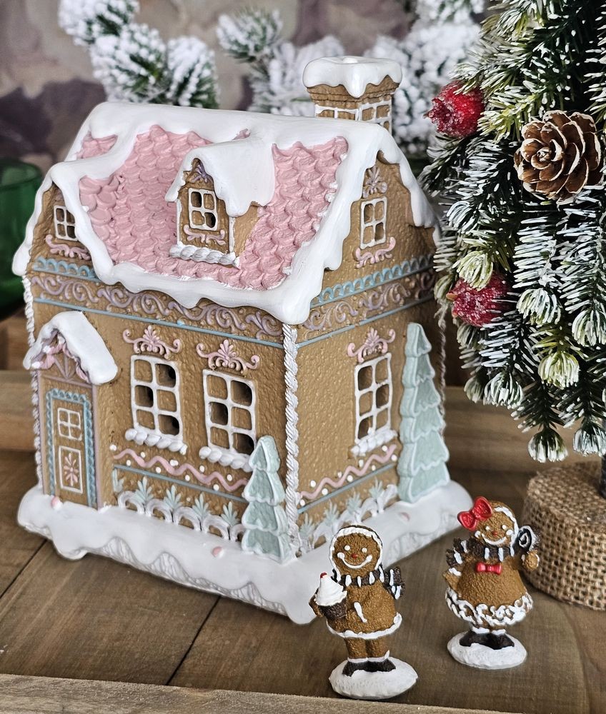 Hnědá svítící perníková chaloupka Gingerbread House - 13*10*16 cm / 3*AAA