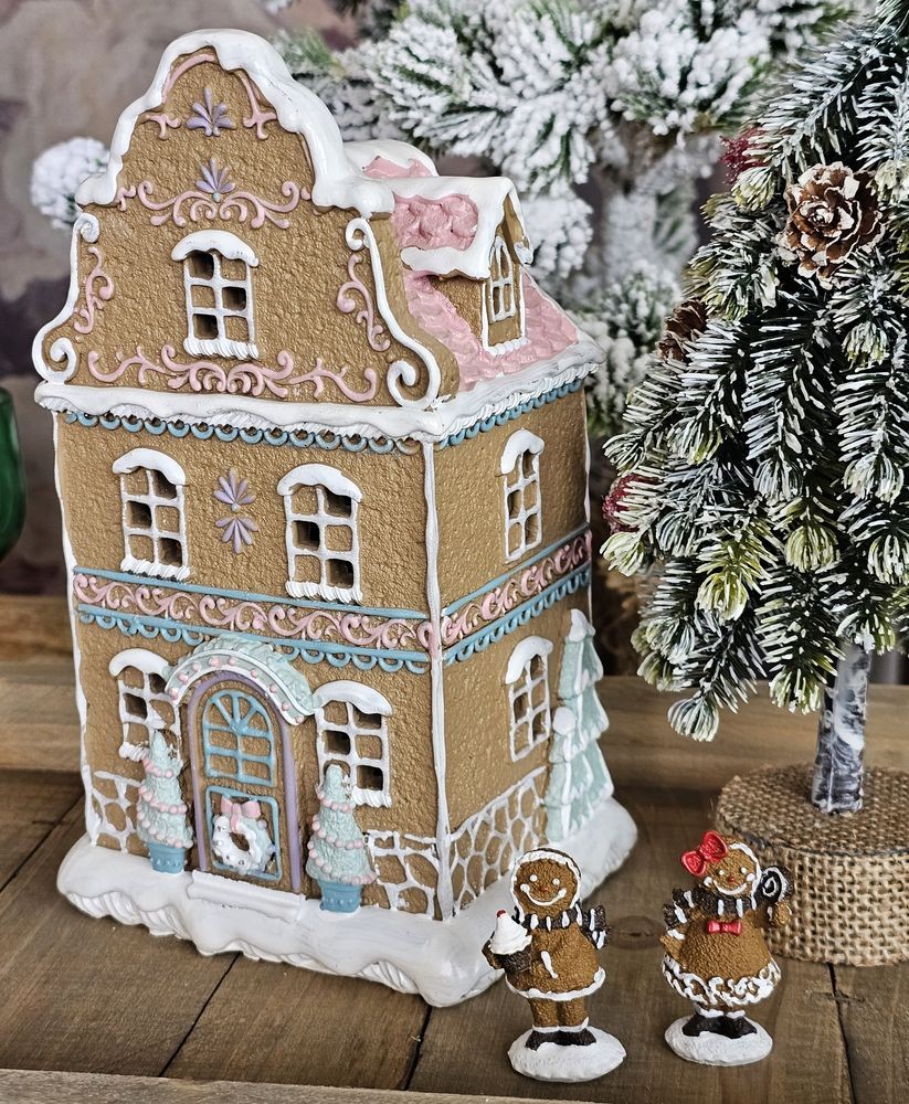 Hnědá svítící perníková chaloupka Gingerbread House - 12*9*20 cm / 3*AAA