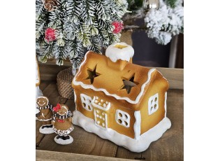 Keramický svícen perníková chaloupka Gingerbread House - 11*8*10 cm