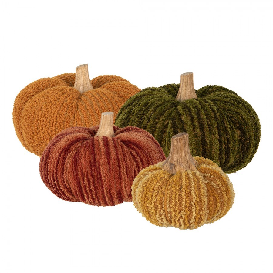 Tmavě cihlová látková dekorace dýně Pumpkin - Ø 15*12 cm 