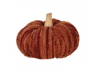 Tmavě cihlová látková dekorace dýně Pumpkin - Ø 15*12 cm 