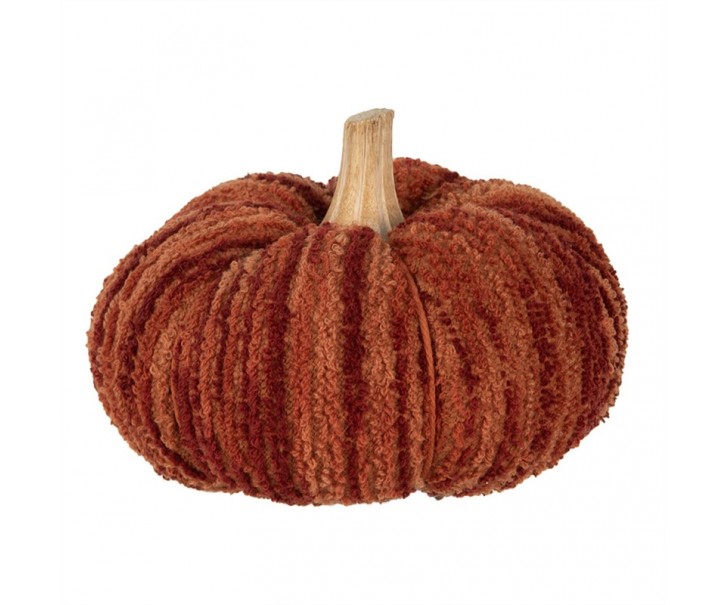 Tmavě cihlová látková dekorace dýně Pumpkin - Ø 15*12 cm 