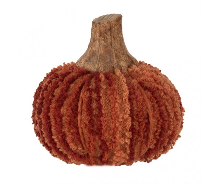 Tmavě cihlová látková dekorace dýně Pumpkin S - Ø 9*8 cm 