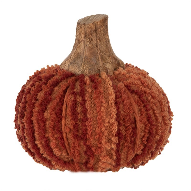 Tmavě cihlová látková dekorace dýně Pumpkin S - Ø 9*8 cm 