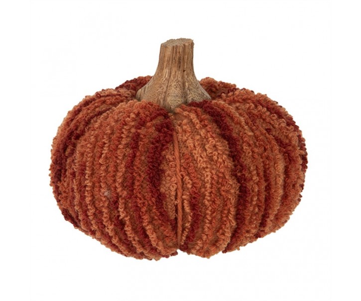 Tmavě cihlová látková dekorace dýně Pumpkin M - Ø 12*10 cm 