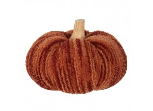 Tmavě cihlová látková dekorace dýně Pumpkin XL - Ø 20*14 cm 