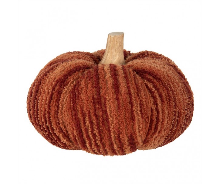 Tmavě cihlová látková dekorace dýně Pumpkin XL - Ø 20*14 cm 