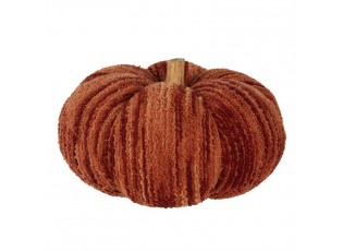 Tmavě cihlová látková dekorace dýně Pumpkin XXL - Ø 25*16 cm 