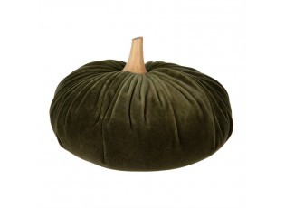 Tmavě zelená látková dekorace dýně Pumpkin XXL - Ø 25*16 cm 