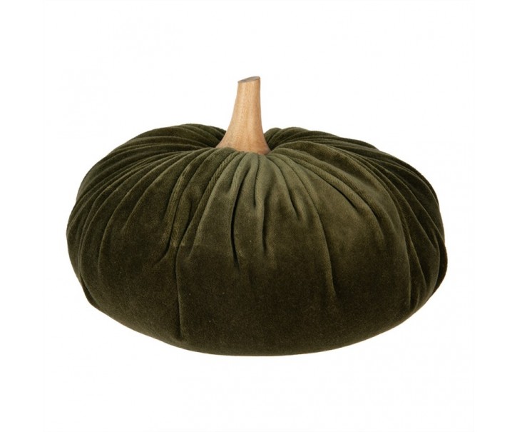 Tmavě zelená látková dekorace dýně Pumpkin XXL - Ø 25*16 cm 