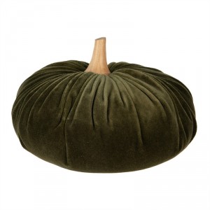 Tmavě zelená látková dekorace dýně Pumpkin XXL - Ø 25*16 cm 