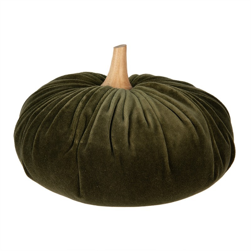 Tmavě zelená látková dekorace dýně Pumpkin XXL - Ø 25*16 cm 