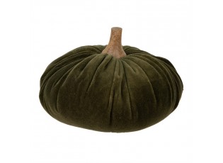 Tmavě zelená látková dekorace dýně Pumpkin XL - Ø 20*14 cm