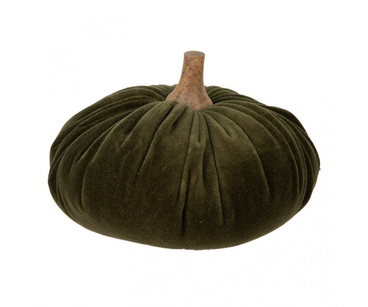 Tmavě zelená látková dekorace dýně Pumpkin XL - Ø 20*14 cm