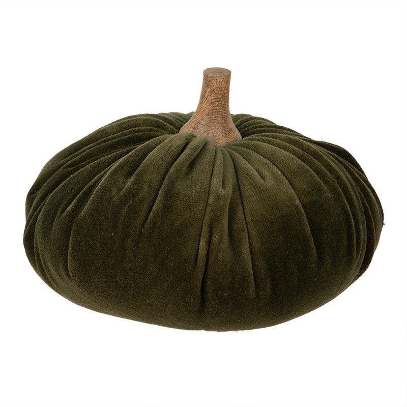 Tmavě zelená látková dekorace dýně Pumpkin XL - Ø 20*14 cm