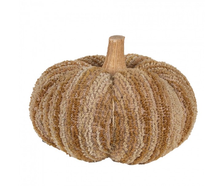 Hnědo-béžová látková dekorace dýně Pumpkin L - Ø 15*12 cm 