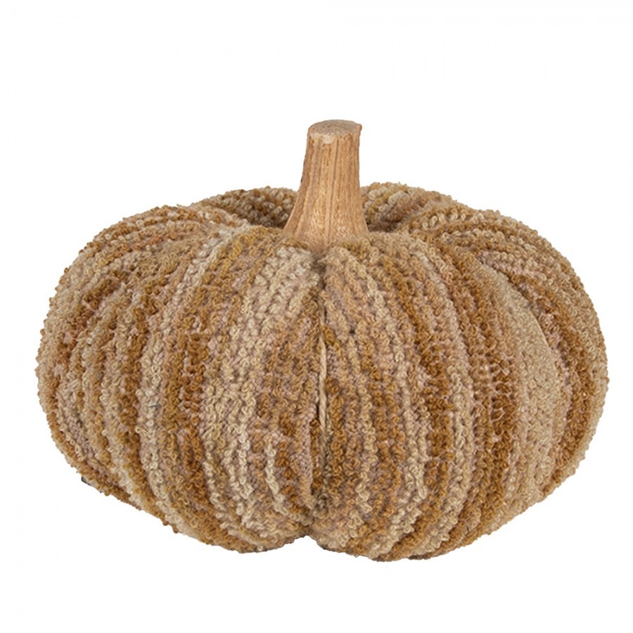 Hnědo-béžová látková dekorace dýně Pumpkin L - Ø 15*12 cm  Clayre & Eef