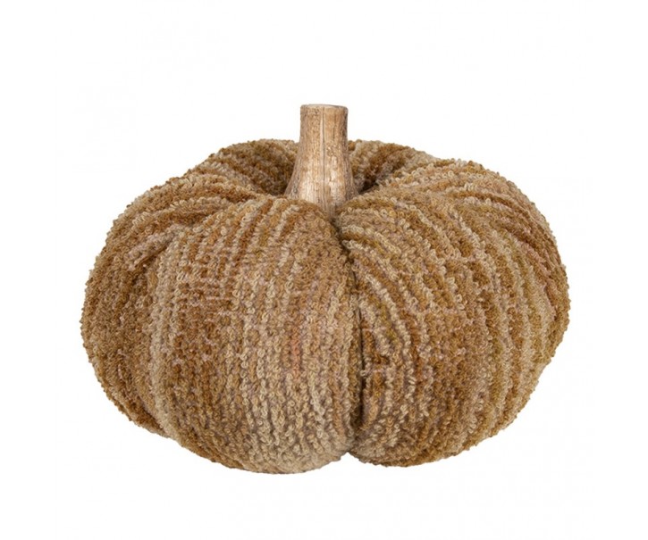 Hnědo-béžová látková dekorace dýně Pumpkin XL - Ø 20*14 cm 