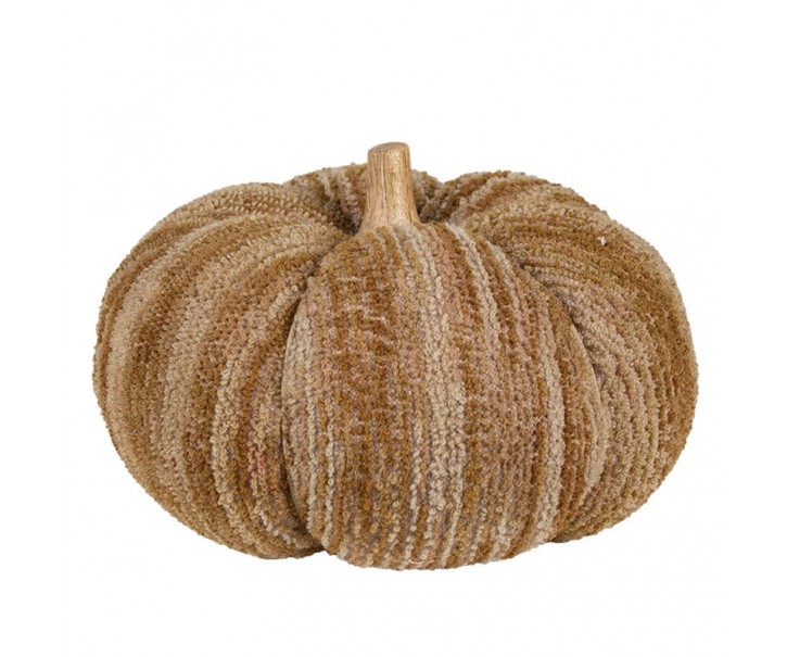 Hnědo-béžová látková dekorace dýně Pumpkin XXL - Ø 25*16 cm 