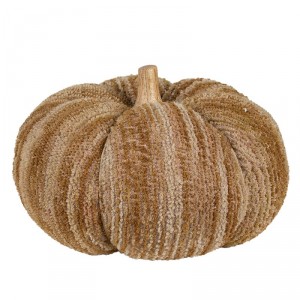 Hnědo-béžová látková dekorace dýně Pumpkin XXL - Ø 25*16 cm 