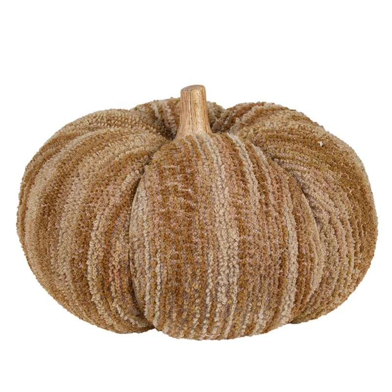 Hnědo-béžová látková dekorace dýně Pumpkin XXL - Ø 25*16 cm  Clayre & Eef