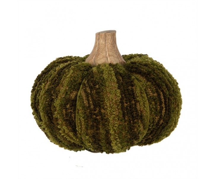 Tmavě zelená látková dekorace dýně Pumpkin M - Ø 12*10 cm