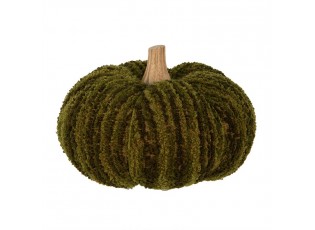 Tmavě zelená látková dekorace dýně Pumpkin L - Ø 15*12 cm 