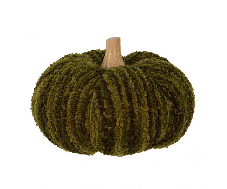 Tmavě zelená látková dekorace dýně Pumpkin L - Ø 15*12 cm 