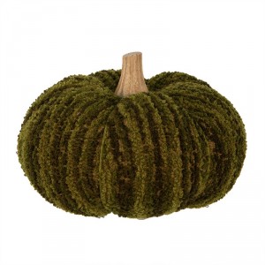 Tmavě zelená látková dekorace dýně Pumpkin L - Ø 15*12 cm 