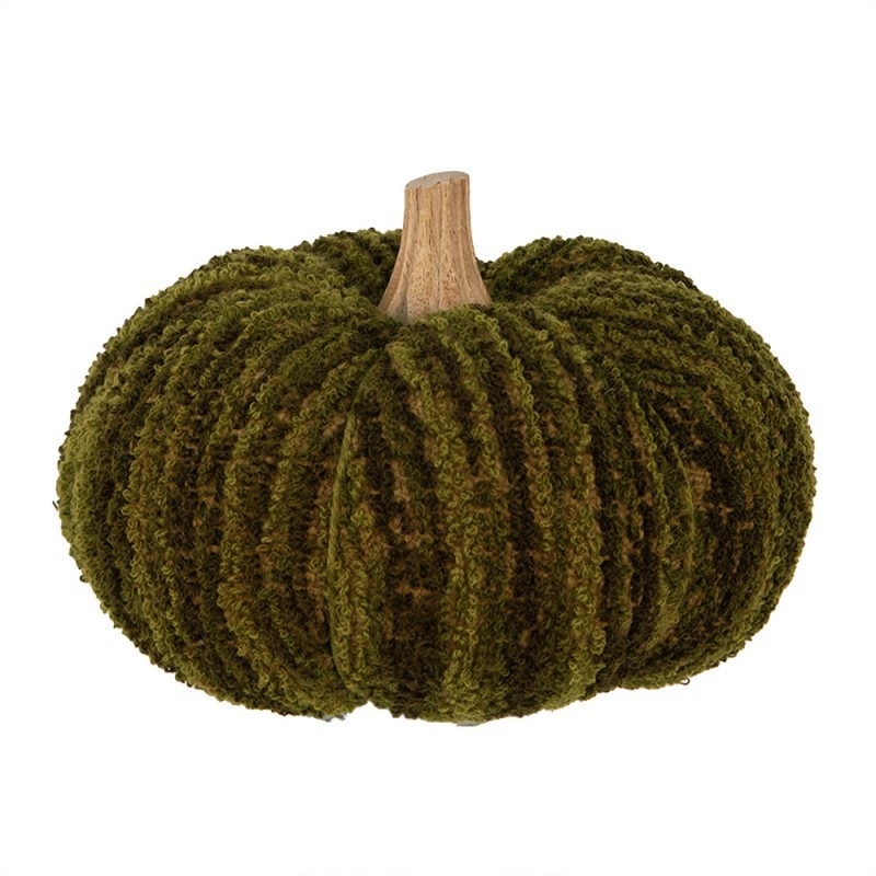 Tmavě zelená látková dekorace dýně Pumpkin L - Ø 15*12 cm  Clayre & Eef