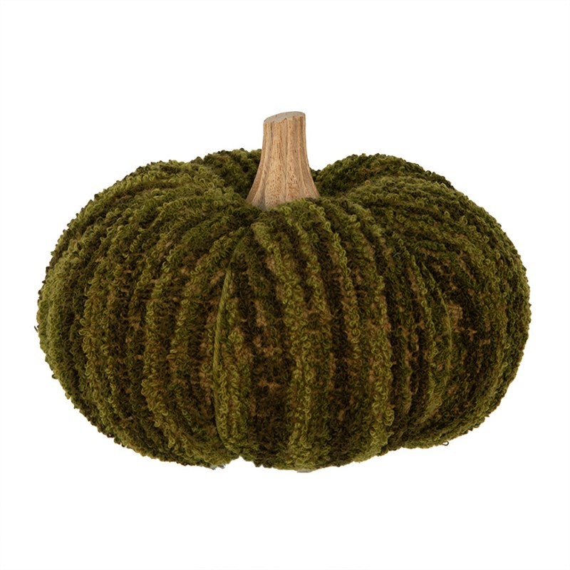 Tmavě zelená látková dekorace dýně Pumpkin L - Ø 15*12 cm 