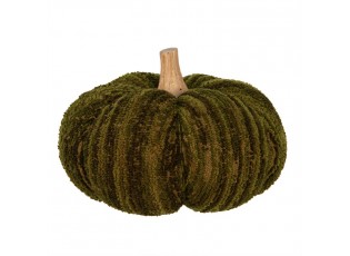 Tmavě zelená látková dekorace dýně Pumpkin XL - Ø 20*14 cm 