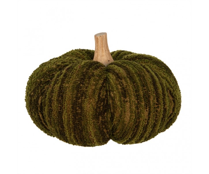 Tmavě zelená látková dekorace dýně Pumpkin XL - Ø 20*14 cm 