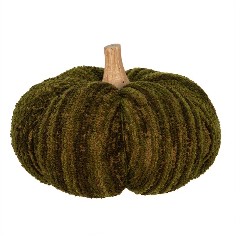 Tmavě zelená látková dekorace dýně Pumpkin XL - Ø 20*14 cm 