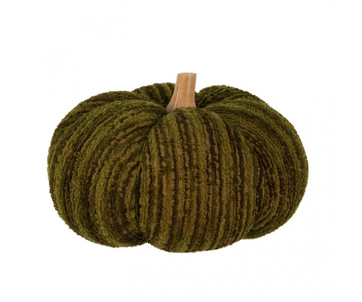 Tmavě zelená látková dekorace dýně Pumpkin XXL - Ø 25*16 cm 