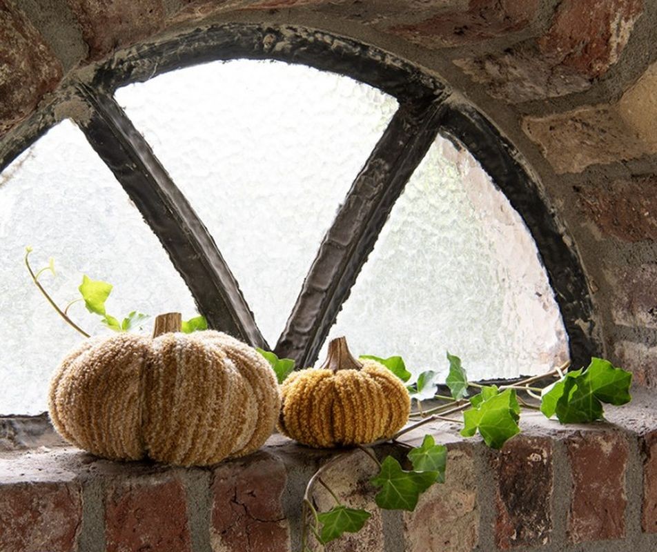 Oranžová látková dekorace dýně Pumpkin S - Ø 9*8 cm
