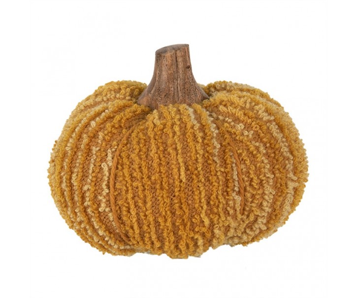 Oranžová látková dekorace dýně Pumpkin M - Ø 12*10 cm 