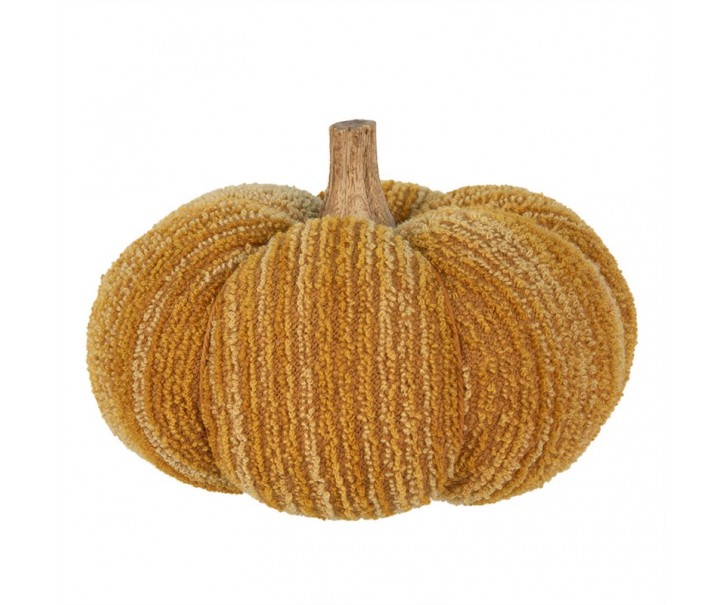 Oranžová látková dekorace dýně Pumpkin XL - Ø 20*14 cm 