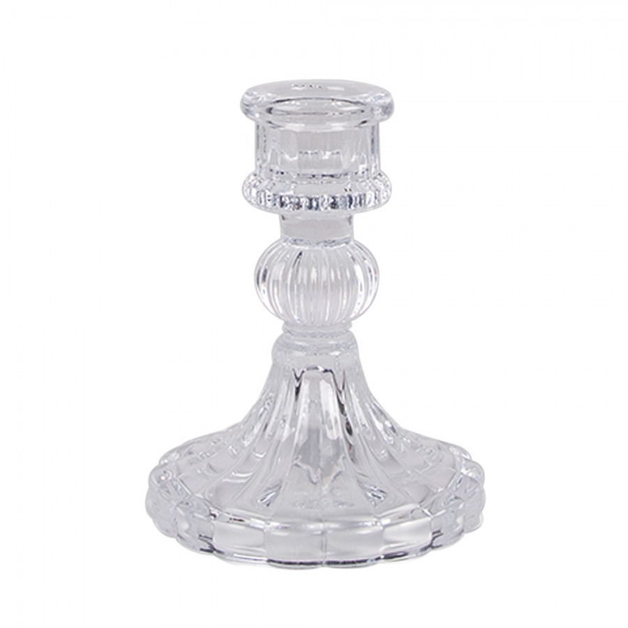 Skleněný transparentní svícen - Ø 8*11 cm
