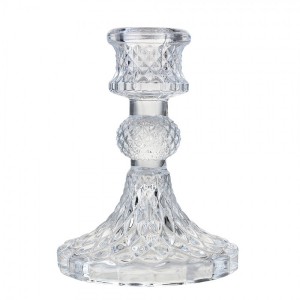 Skleněný transparentní svícen - Ø 8*11 cm