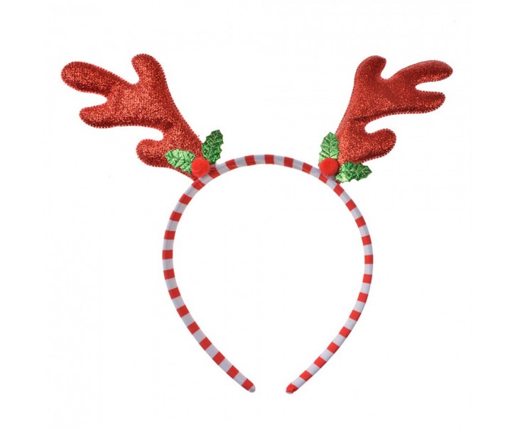 Christmas Headband 20x3x21 Cm Red Plastic Antler - 20*3*21 cm Clayre & Eef