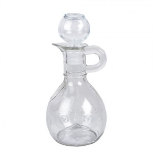 Dekorační skleněná lahvička karafa se zátkou a ouškem - 175 ml