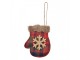 Christmas Ornament Mittens 10 Cm Red Synthetic Snowflakes Christmas Tree Decorations - 8*1*10 cm Clayre & Eef