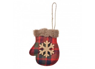 Christmas Ornament Mittens 10 Cm Red Synthetic Snowflakes Christmas Tree Decorations - 8*1*10 cm